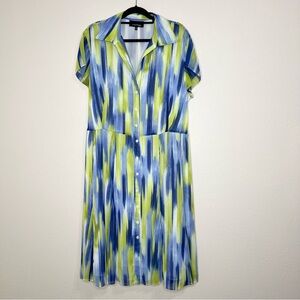 Evan Picone Blue and Green Patterned Dress